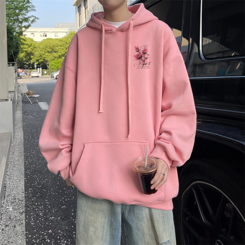 已注册/华棉春秋外景文艺宽松连帽卫衣男大码WY00724/P45加绒P50图片
