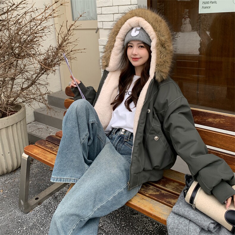 【主推】可脱卸毛领座山雕派克服宽松夹克外套A353-P155-K235,女装棉衣/棉服,2D148