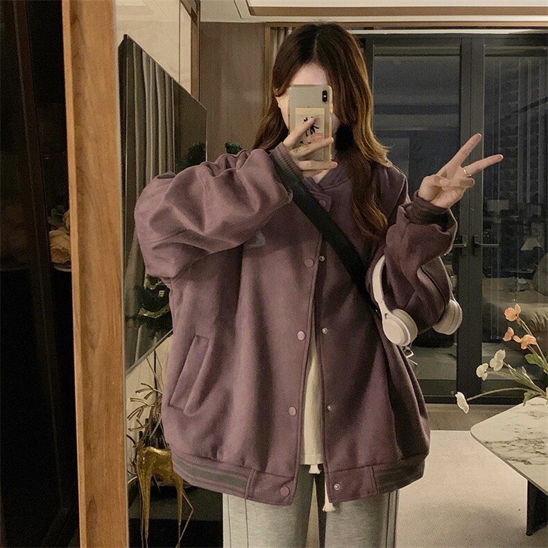 A341-P100 vintage拼接棒球服春秋新款设计感小众夹克外套图片
