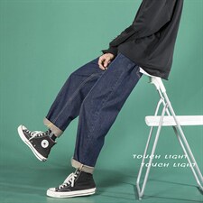 主推！纯色牛仔裤宽松休闲直筒老爹裤X715NZ006批45控68，男装牛仔裤，星座715