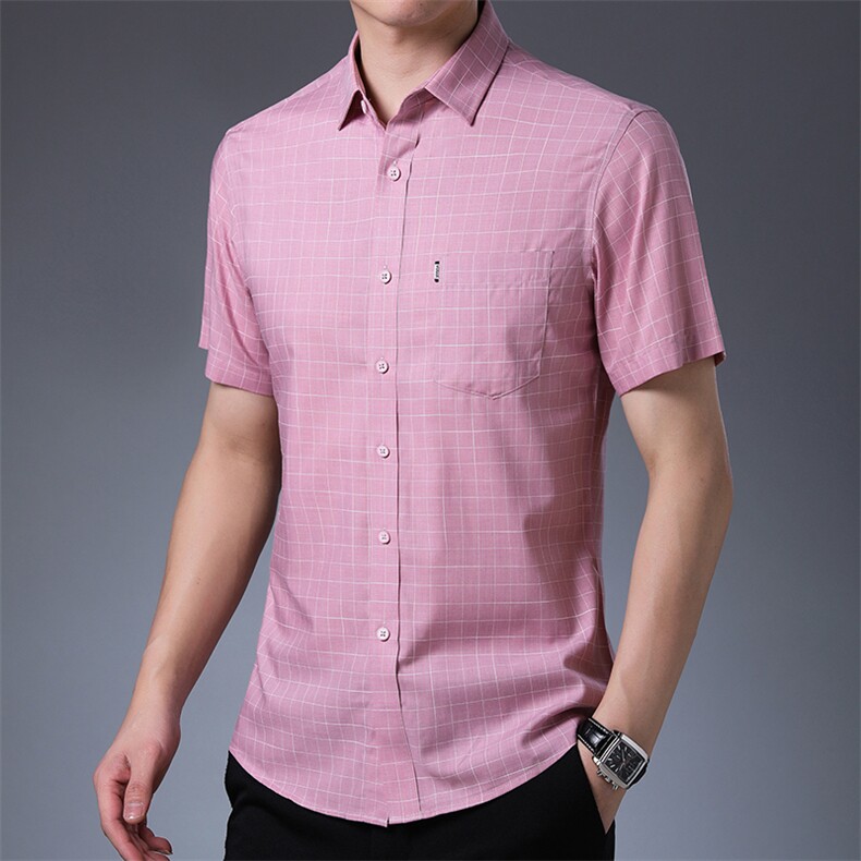 AD2526钱塘2020-3夏季新款男士商务休闲精品格子短袖衬衣P60,男装衬衫,钱塘207-3