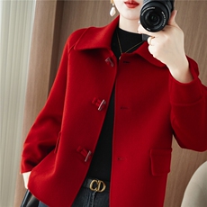 25秋冬新款双面呢大衣女中长款羊毛呢子外套女过膝风衣女外套，女装双面呢大衣，贝源羊绒