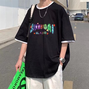 男潮流夏季圆领T恤宽松短袖T511P30图片
