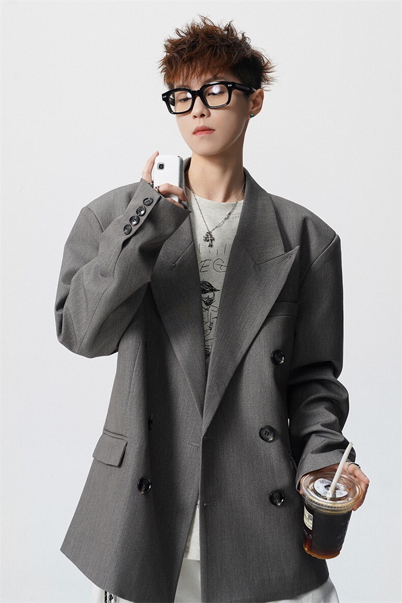 双排扣大码M-5XL西服男成分96%聚酯纤维4%氨纶XF78127P85控128,男装西服,星座226-1