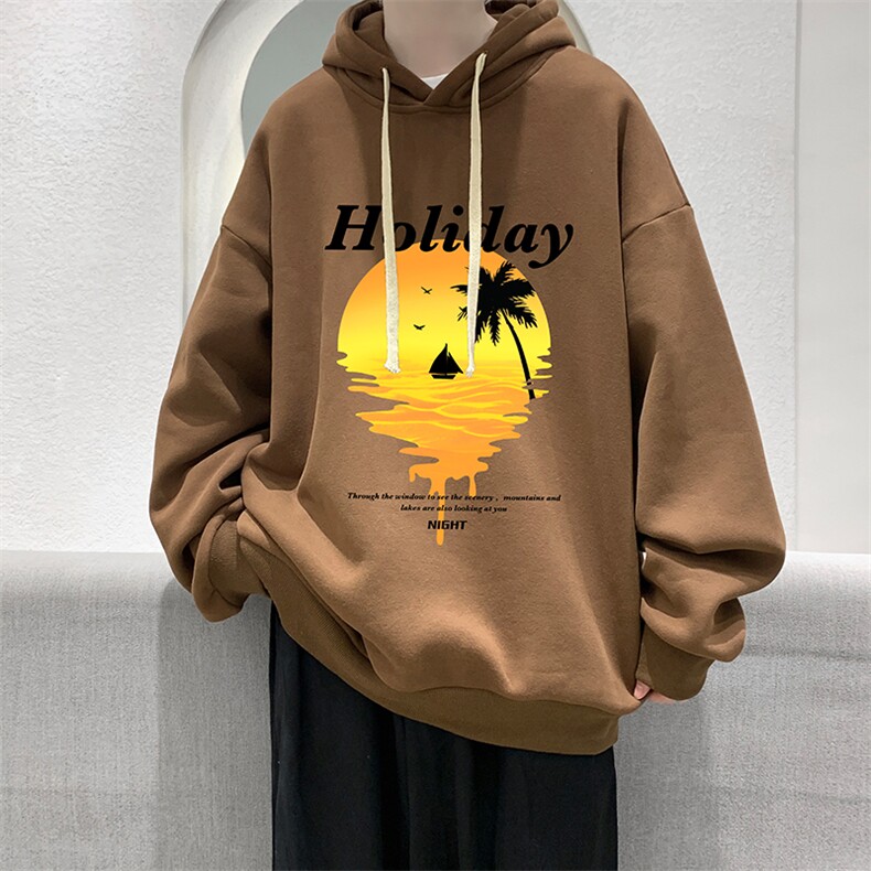 WY2266-P35加绒款-P40纯棉连帽卫衣男大码运动帽衫宽松薄外套男,男装卫衣,电商A040