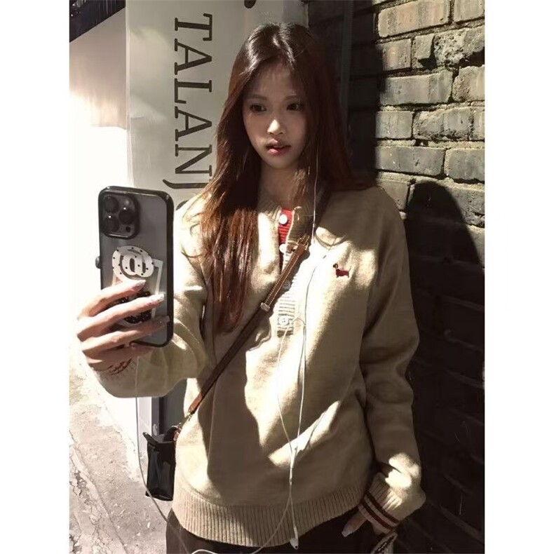 网图！现货，小狗刺绣亨利领针织衫男女宽松套头毛衣Y148特价P53,男装针织衫/毛衣,星座906（原电商a316-1）