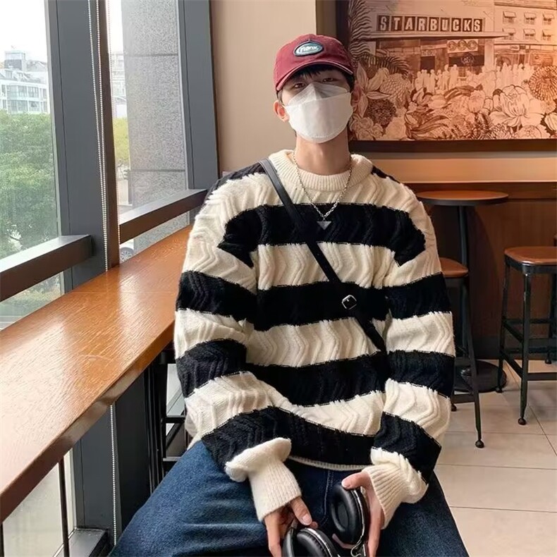 美式圆领毛衣男慵懒风休闲针织衫M5546P45,男装针织衫/毛衣,星座1116-2