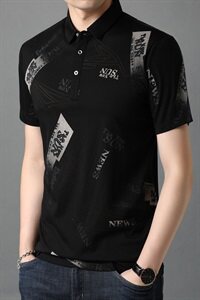 2021夏季男士新款短袖T恤数码印花商务休闲polo衫 B97005 P65图片