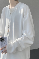 8XL-M慵懒肌理感华夫格廓形云母贝纽扣长袖T恤打底长袖CX3006P48，男装T恤，电商D206-1