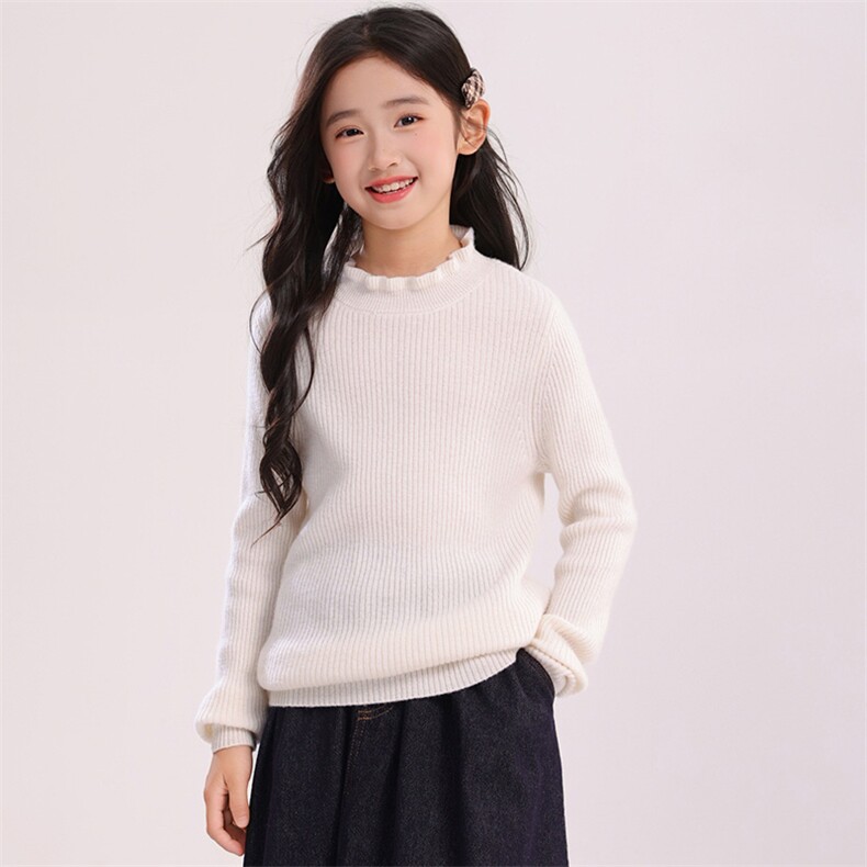 2025年秋季新款百搭男女同款木耳边抽条12针坑条羊毛衫，童装儿童羊毛衫，宏杨羊绒