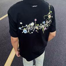 ins刺绣青少年短袖男夏季美式新款重工花体花卉t恤上衣T1413，男装T恤，星座1116A（原606A-3）