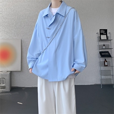 CS1153-特P40控78秋季新款垂感佳新中式衬衫宽松衬衣大码男，男装衬衫，电商A059