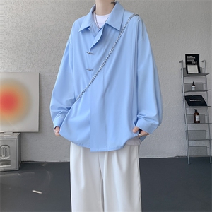 CS1153-特P40  控78 秋季新款垂感佳新中式衬衫宽松衬衣大码男图片