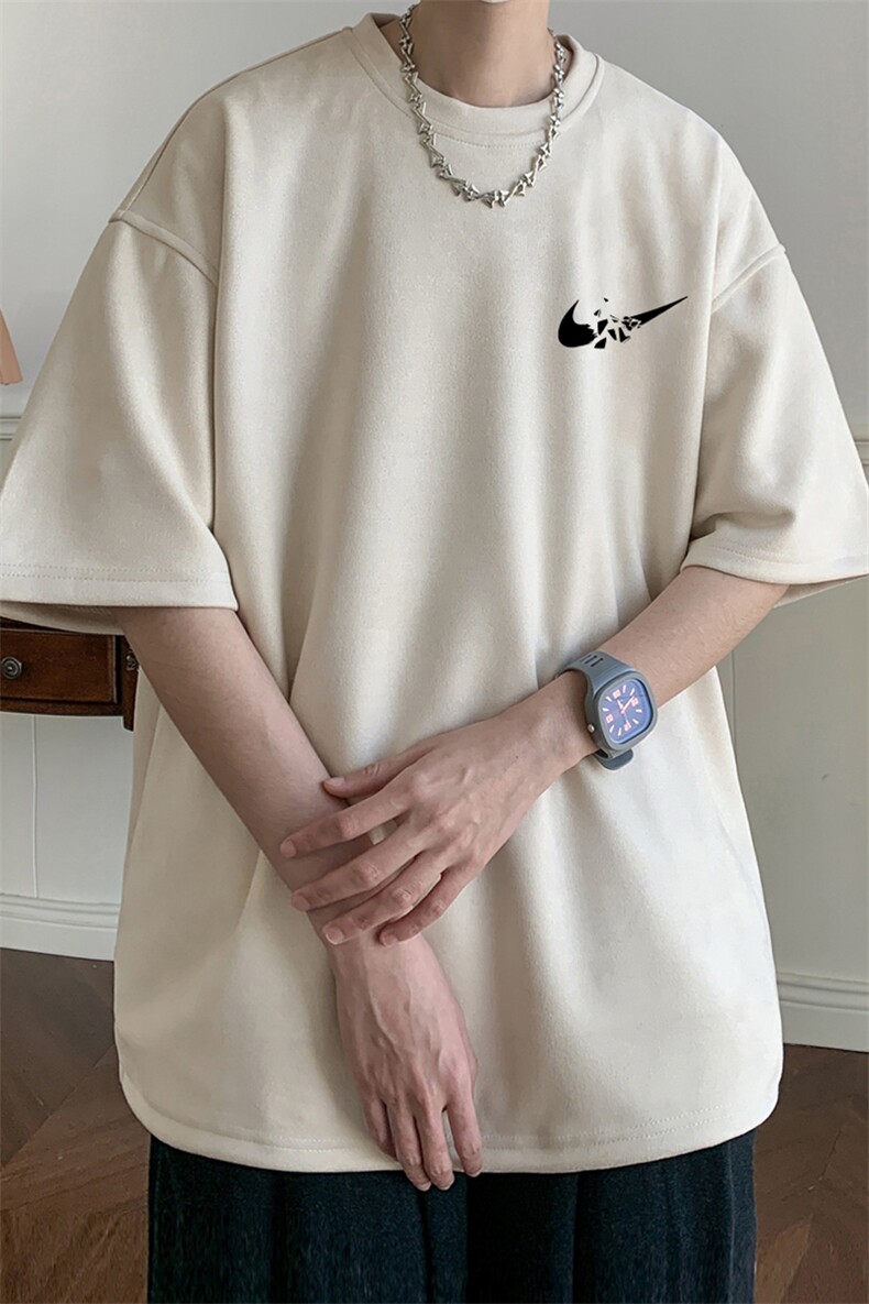 ！24夏季新款宽松大码港风破碎小勾麂皮绒T恤TJ2303-特p19,男装T恤,星座508（原C305）