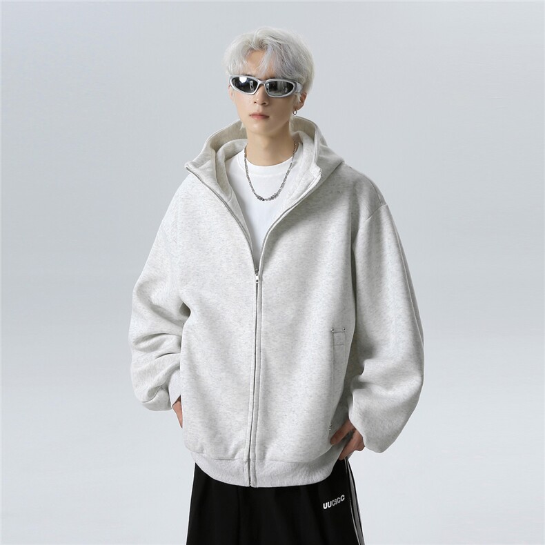 运动套装男款秋冬加厚BOXY短款开衫卫衣炼重磅卫衣JK708-P78,男装休闲套装,电商C307