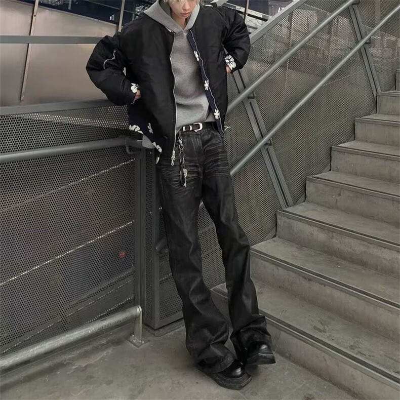 美式高街提花飞行员夹克外套男款春秋季潮牌高级感棒球服,男装夹克,四季星座505