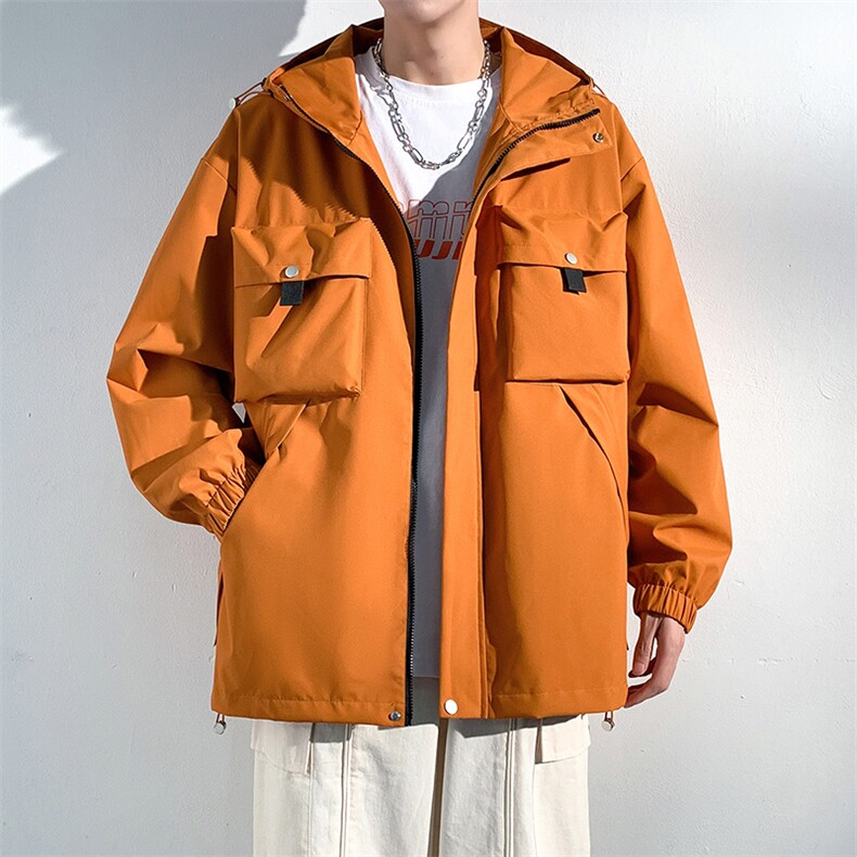 休闲拉链夹克情侣冲锋衣防风衣连帽外套JK451p75,男装夹克,电商D315