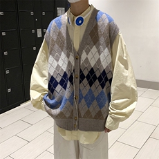 2022港风文艺刺绣印花毛衣男春秋宽松潮流针织衫复古百搭上衣马甲，男装针织衫/毛衣，星座716-4