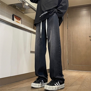 潮牌重磅牛仔裤男春夏秋冬季松紧腰美式高街水洗休闲裤子N527P50图片