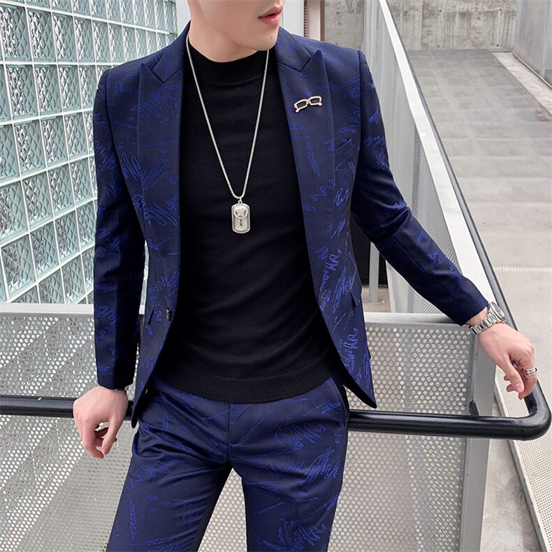 休闲西服套装男两件套新浪结婚礼服提花西装A470-TZ07,男装西服套装,电商A207
