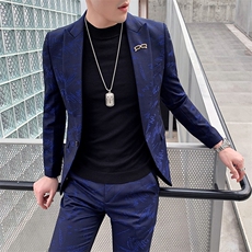 休闲西服套装男两件套新浪结婚礼服提花西装A470-TZ07，男装西服套装，电商A207