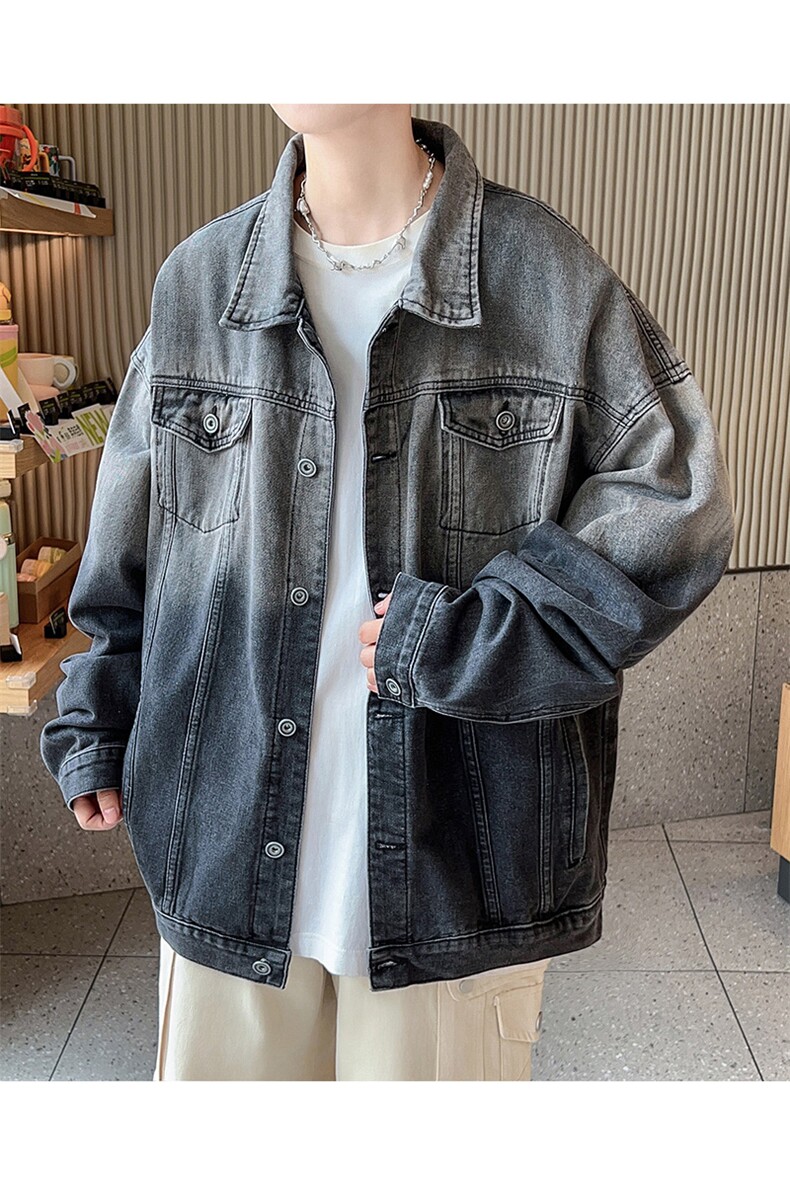 嗨派牛仔-612渐变灰宽松版男女同款潮牌净版可2开唯品直播做深度,男装夹克,星座910