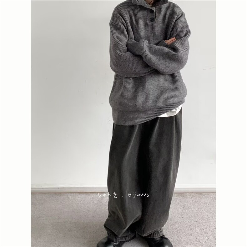 秋冬日系百搭半高领保暖毛衣男女生宽松针织衫外套潮MZ821-P52,男装针织衫/毛衣,星座412-1