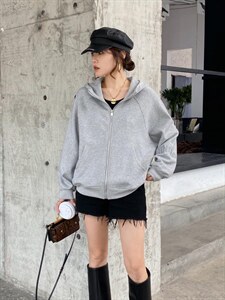 妍妍香衣舍21015秋装韩版拉链连帽卫衣开衫女图片