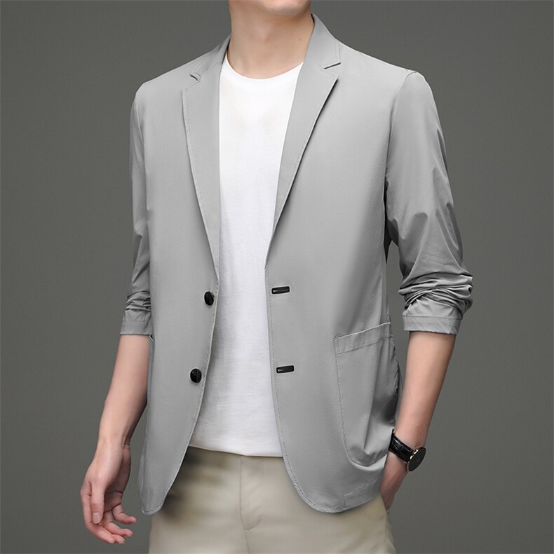 单排扣2023年翻领口袋春季上衣中老年长袖时尚西服SL2212,男装西服,钱塘6003（原4033）