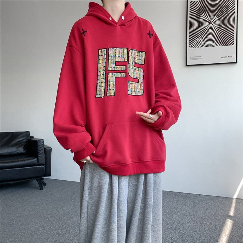重磅贴布刺绣卫衣大码春秋连帽衫硬挺外套美式休闲上衣WY9108/P65,女装短外套,电商B238