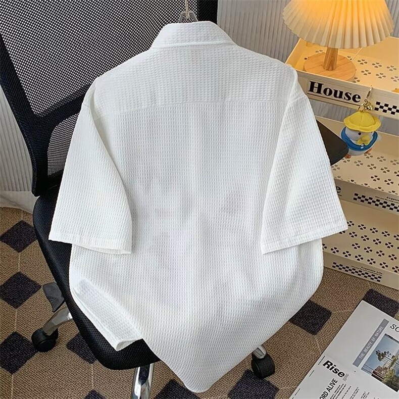 美式复古华夫格彩色花卉刺绣短袖衬衫VC310P40,男装T恤,星座1116-2