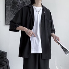 套装男短袖衬衫短裤潮牌一套搭配夏季男士休闲两件套W5784-P45，男装衬衫，星座412-3