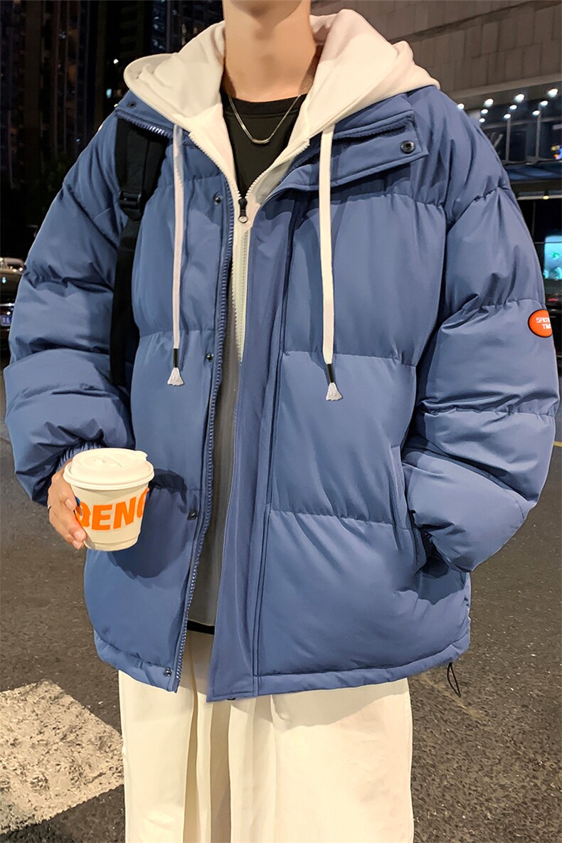 2024冬新款港风夜景连帽假两件面包服棉衣外套男G3012-P95控115,男装棉衣,星座914-3