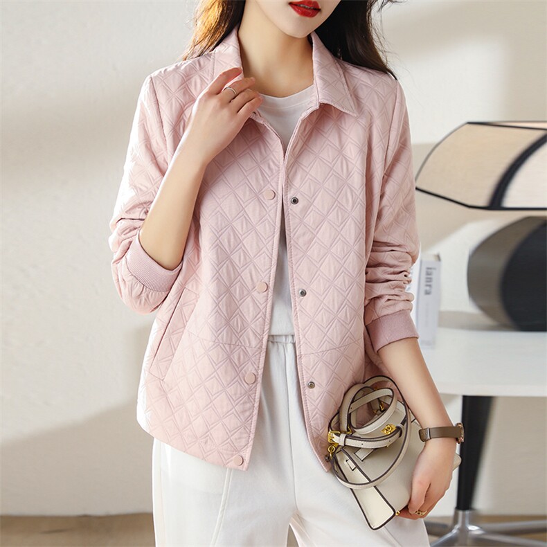 小香风长袖外套2026春秋新款宽松洋气短款菱格上衣女，女装短外套，余墨