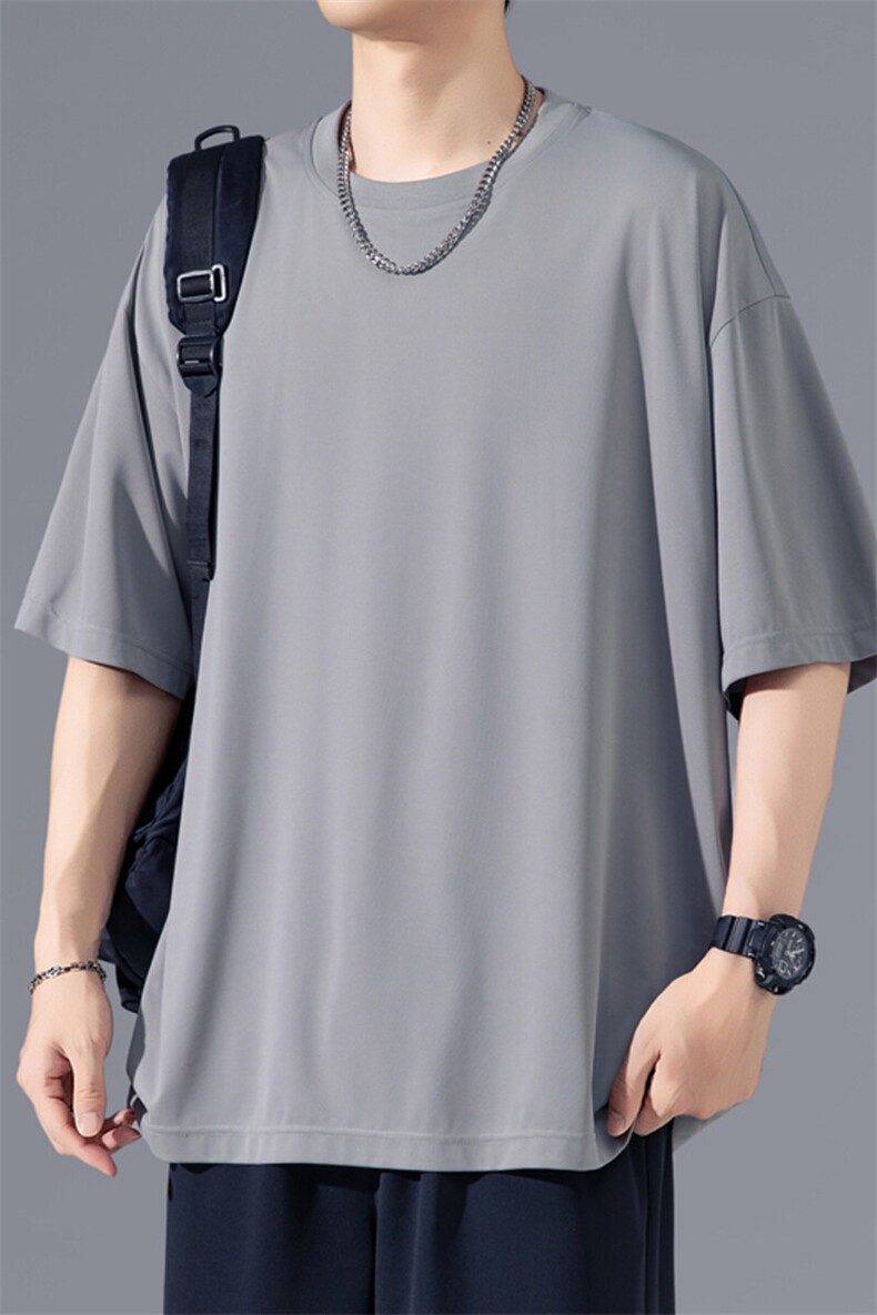 2025夏季新款无影墙大码冰丝短袖T恤M-5XHT25468-特P19,男装T恤,电商A022