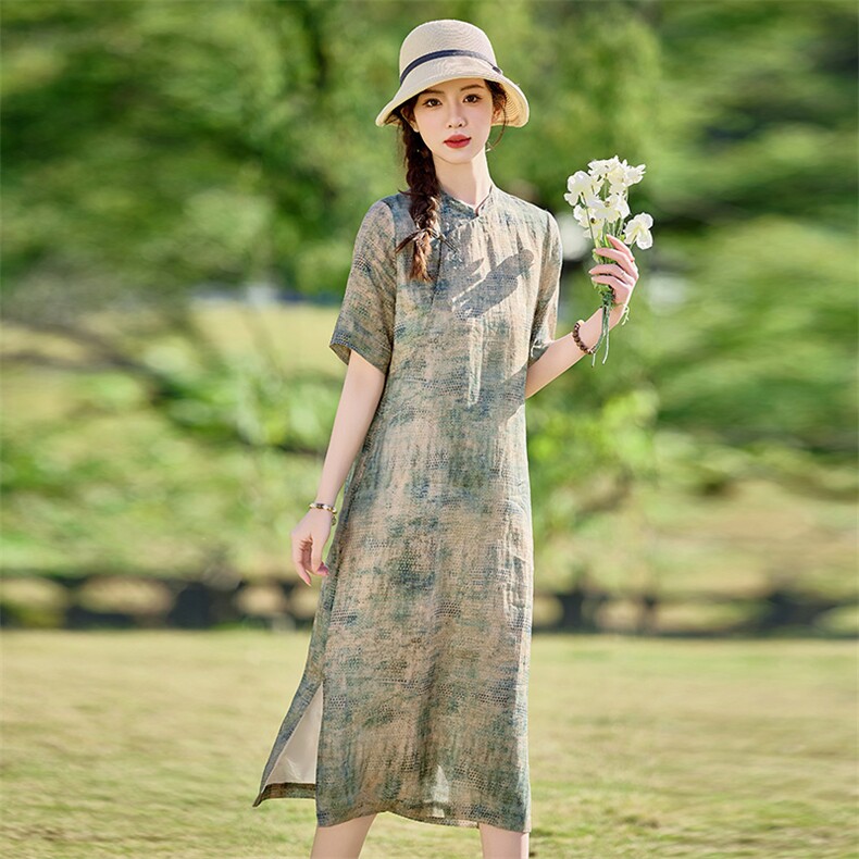 2026年夏季苎麻文艺/优雅旗袍,女装汉服/婚纱/旗袍/礼服,江南依恋