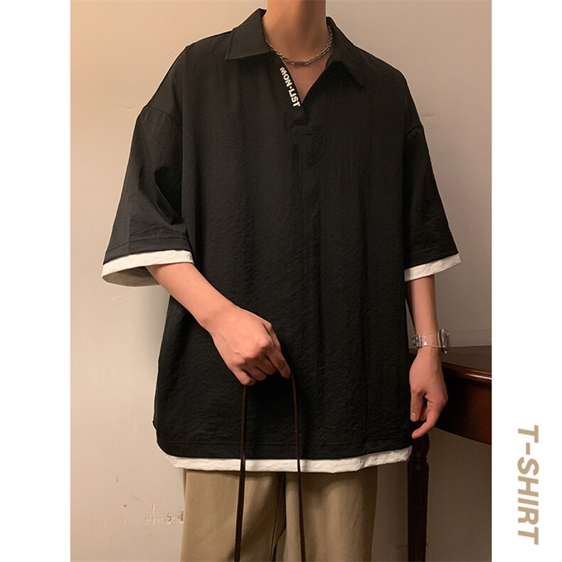 冰氧仿短袖港风暖光体恤夏季百搭纯色POLO衫男上衣TC3145-P35,男装Polo衫,星座717