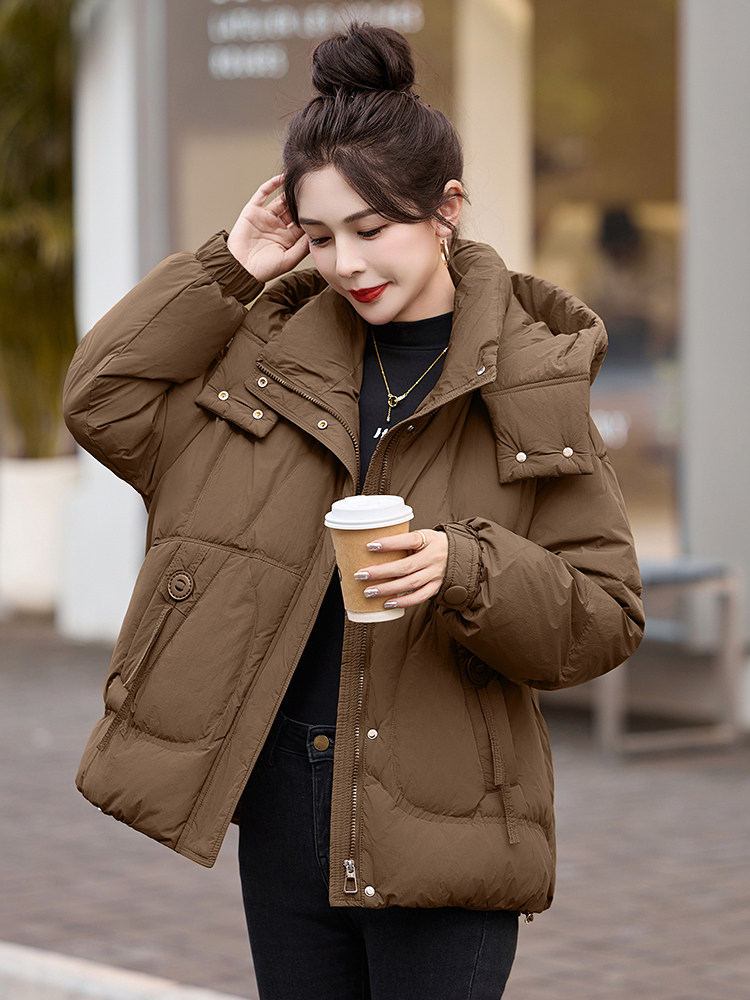时尚爆款羽绒服女2024冬季新款韩版休闲宽松小个子保暖白鸭绒外套,女装羽绒服,琦鑫阁（原依鑫阁）
