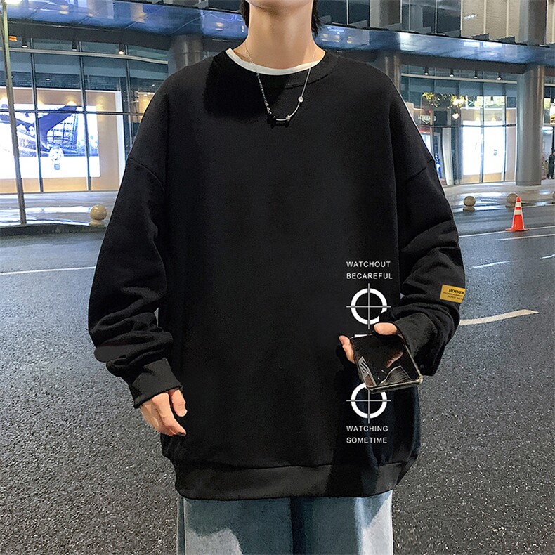 S6114-P28加绒款-P33秋季圆领卫衣男大码韩版宽松长袖外套,男装卫衣,电商A040