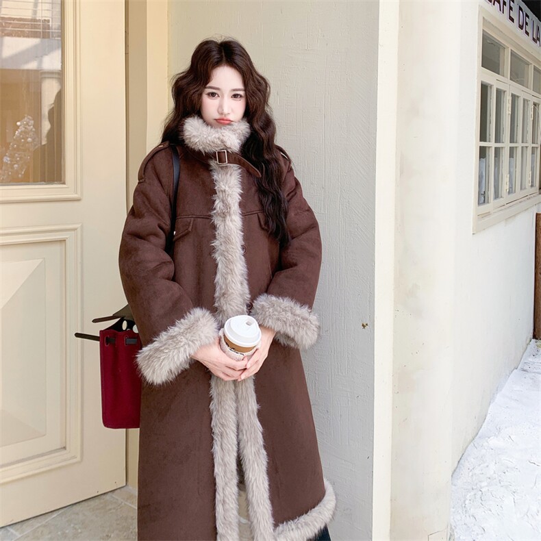【新品】美拉德长款毛毛外套2C115-2373-P235-K348,女装棉衣/棉服,2C115