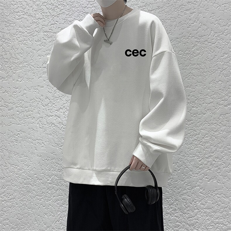 华夫格卫衣圆领卫衣男大码长袖t恤男外套HW76294-P30图片