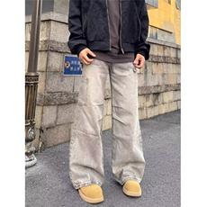 美式棕色休闲牛仔裤男女秋季潮复古牛仔裤男秋季新款潮牌重磅裤子，男装牛仔裤，星座506A