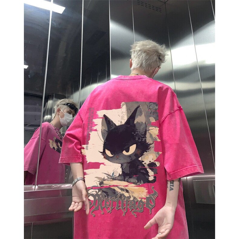 潮牌宽松短袖t恤蜡染美式复古高街水洗做旧517A-2-SX301-P38,男装T恤,星座517A-2