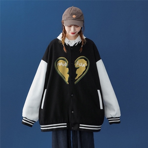 中性风 2026秋季新品港风潮牌印花拼接棒球服外套 G81p65控78,女装短外套,A247A