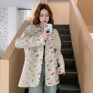 中长款印花西装外套女2C317A-8529-P155-K218图片