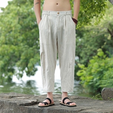 纯亚麻九分裤风星座815-8613p100，男装休闲裤，星座815（原A203）