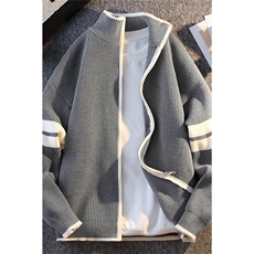 25922-P70秋季时尚立领毛衣开衫男士针织衫纯色简约开衫外套，男装针织衫/毛衣，电商D310B