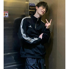 春季条纹翻领男卫衣，男装卫衣，星座506A