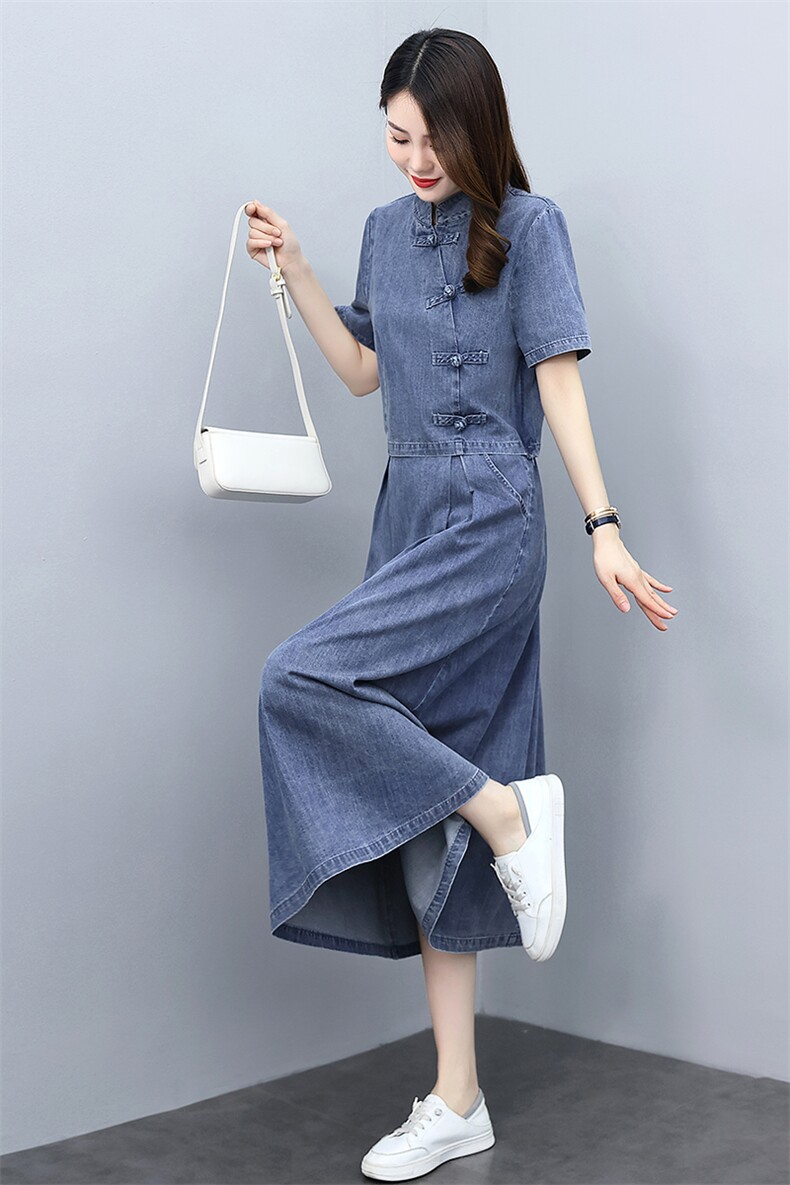 天丝牛仔连衣裙女夏季2024新款两件套洋气减龄套装裙宽松大码套装,女装套装/套裙,关键词