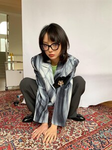 印花挺阔西装图片